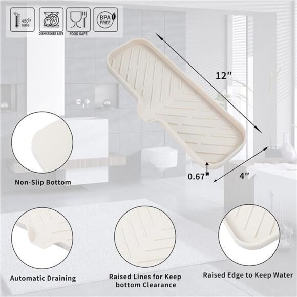 Silicone Bathroom Soap Dishes with Drain Spout-Bathroom and Kitchen Sink - Picture 2 of 7